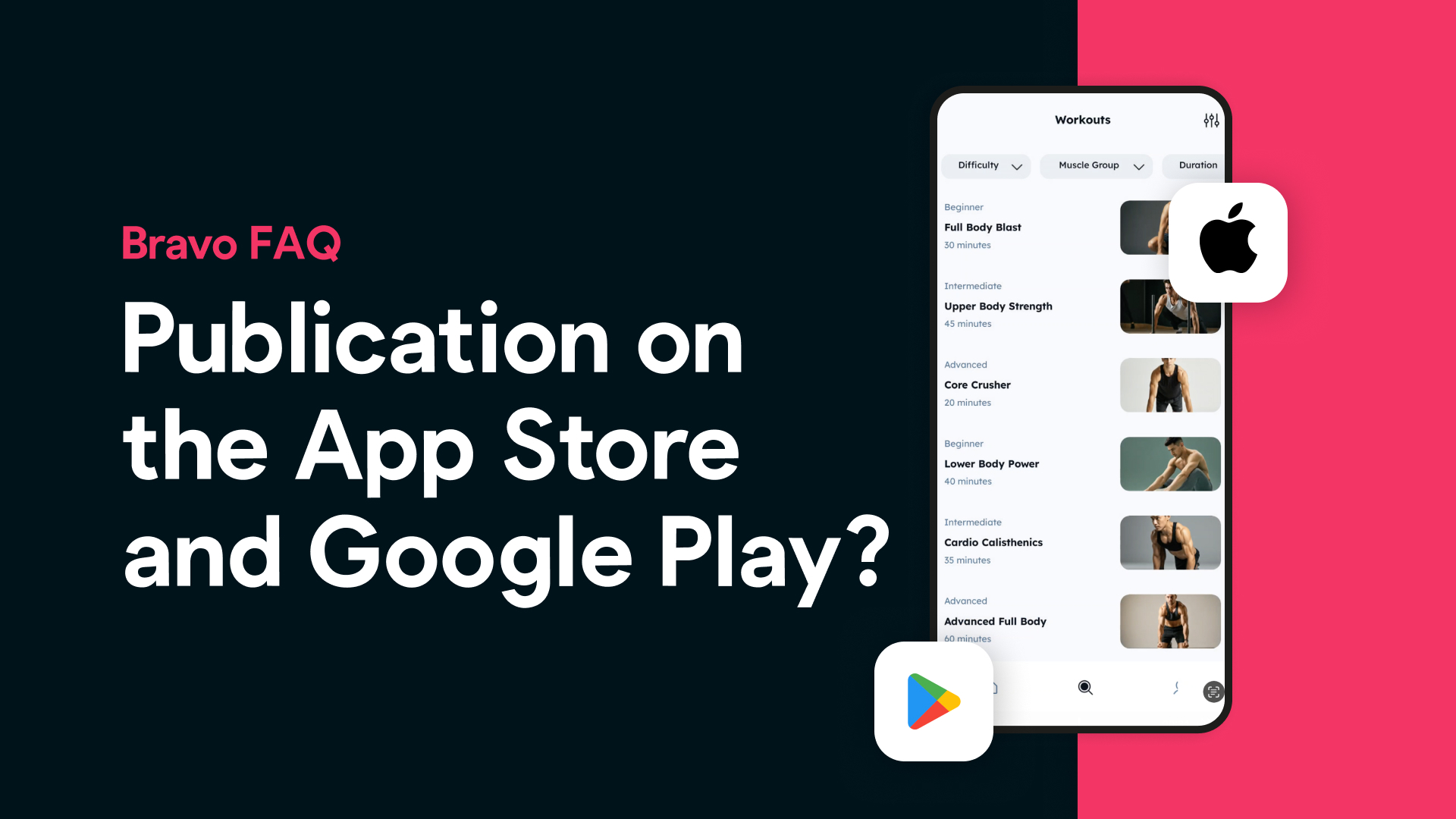 Can I publish my app on the App Store and Google Play?