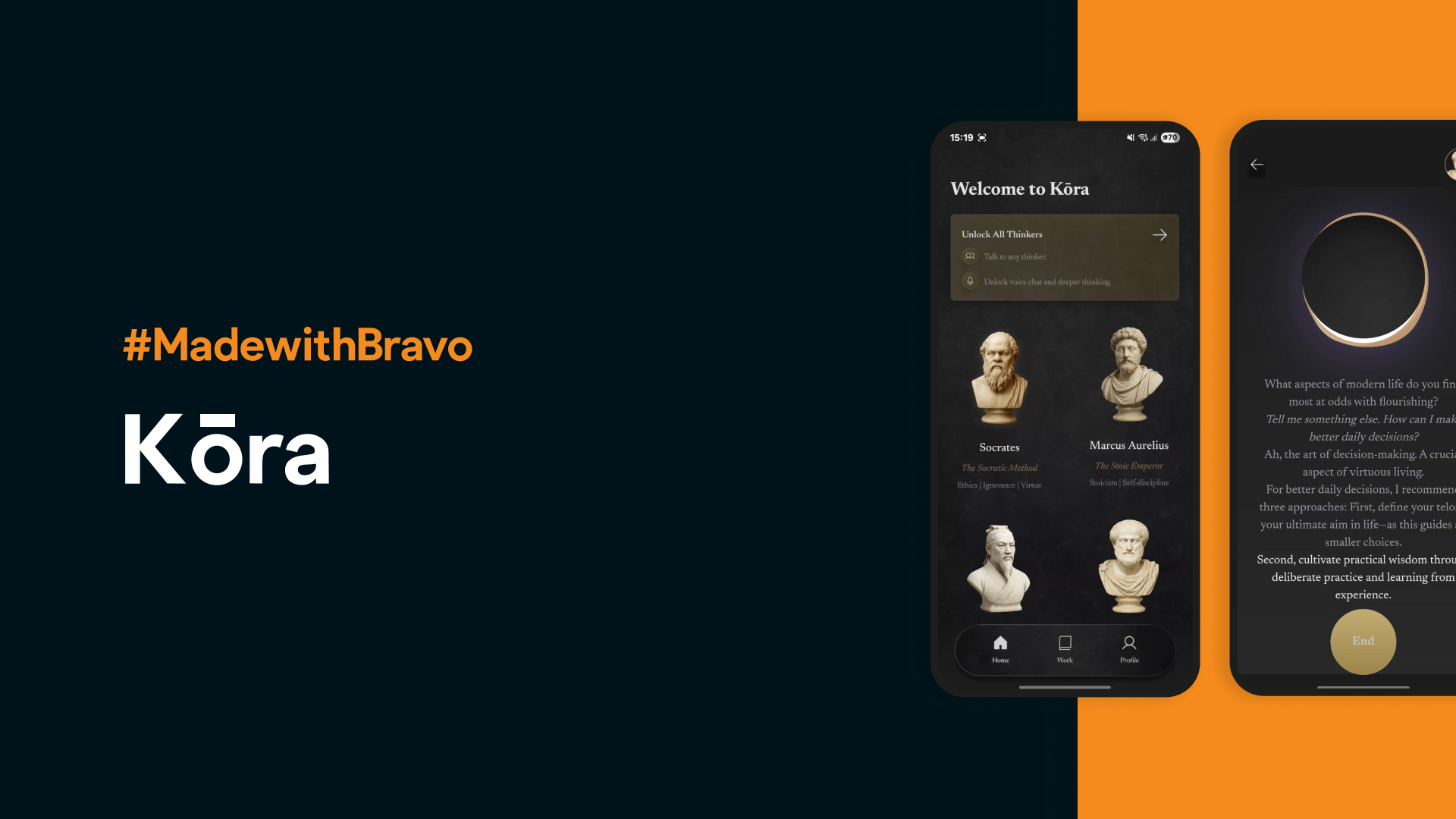 Kōra: Talk to History’s Greatest Thinkers, Built with Bravo Studio